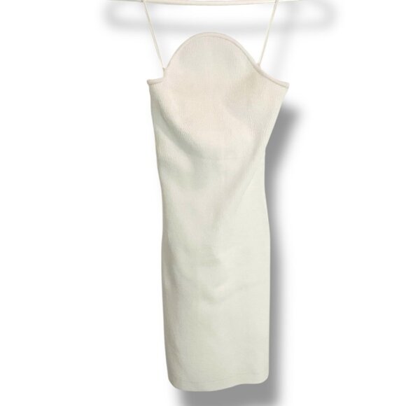 Alexis Giasa White Mini Dress - Strapless Neckline with Sculptural Curve Size S - Picture 3 of 14
